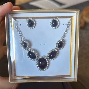 Elegant Silver and Black Jewelry Set